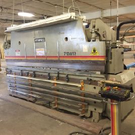 130 Ton,Accurpress#713012, hyd press brake,12â€™ OA,10â€™4" BH,10 throat,ETS ETS &amp; AP-2 CNC Controller,1994
