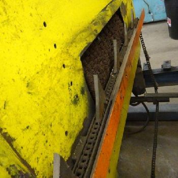 Burrmaster, tube end deburring machine, 18" x 88 brushes, chain type feed sys.