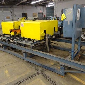 Burrmaster, tube end deburring machine, 18" x 88 brushes, chain type feed sys.