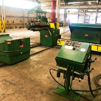 50"Rowe/ Herr-Voss embossing &amp; cut-to-length line,12000 lb hyd uncoiler,shear,#22186