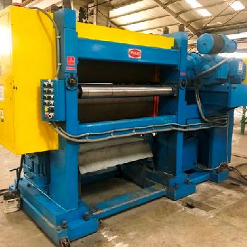 50"Rowe/ Herr-Voss embossing &amp; cut-to-length line,12000 lb hyd uncoiler,shear,#22186