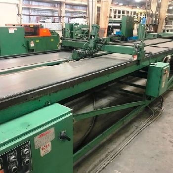 50"Rowe/ Herr-Voss embossing &amp; cut-to-length line,12000 lb hyd uncoiler,shear,#22186