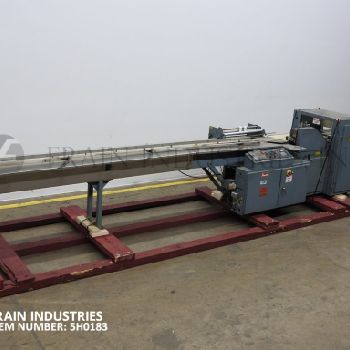 Shanklin#F5AH, horizontal flow thru shrink wrapper, 0-90 linear feet per minute, with 144" L lugged product infeed conveyor
