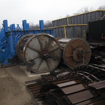 Mega, used 120" x 104 automobile shredder, includes - base - bonnet - rotor - mid-section - feed chute - drum magnet