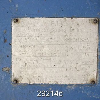 3.4 HP @ 438 RPM,Rexnord#410Z47-BD, Variable Speed Drive, 4:1 Ratio, #29214