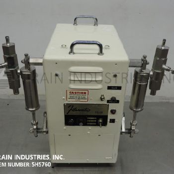 Filamatic#DAB-8, semi-automatic 2-head table top piston filler, (2) 130cc FKS pistons