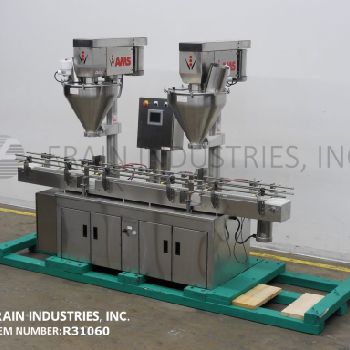 AMS#A500, automatic, in line, dual head, stainless steel, auger filler, 15-90 container/minute, A/B PLC &amp; touch screen HMI