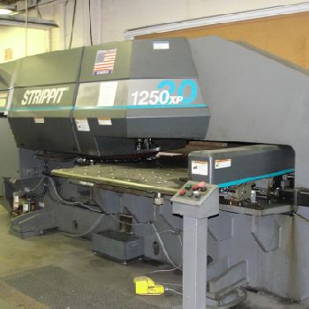 23 Ton,Strippit#1250XP/20, 51" x 51,Strippit CNC,20 station turret,3 A/I loaded w. tooling,#28182