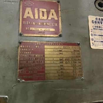 150 Ton,Aida#PC-15020, gap frame press, 7.8" str,3.3 adj., 45 SPM, A/C &amp; brake, #11466