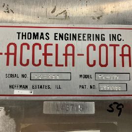 24 "Thomas Accela Cota # 24-III, bandeja de revestimiento, acero inoxidable, ventilación superior, serie # 24-320, # 3168-119