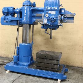 4’-13"Carlton#3A, radial drill w/box table,10 HP,#5MT,power elevation/clamp,#69091 (3 available)
