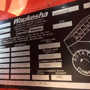 1000 KWWaukesha#1000KW, NG generator set, 2400/4160 V., 3-phase