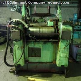 Lehmann, 3-roll mill,13" x 32 face cored rolls, hydraulic roll adj.on 1st &amp; 3rd,brass end guides,top mounted.can tilter,flr.mounted,#46599 (2 available)