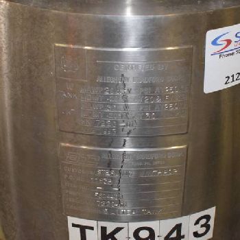 1.3 gal.Allegheny Bradford, reactor, Stainless Steel, 20 psi @ 250°F, s/n #7220-01, 1993, #2840-103