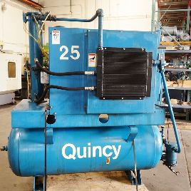 110 psig,Quincy#QSTFHNR22L, 25 HP,2172 RPM,200 gallon tank,220 V.,3 ph.,s/n #39532