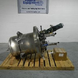 130 гал. Ли # 130DBT, взволнованный приемник, нержавеющая сталь, диаметр 32 дюйма x 42, прямая сторона, верх / низ тарелки, 15 фунтов на квадратный дюйм @ 250 ° F int, NB # 8673,2001, # 42296