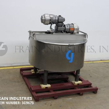 250 gal.ChesterJensen, 304 Stainless Steel jacketed cooker cooler, 67" diameter x 30 deep, lift up covers, cone bottom