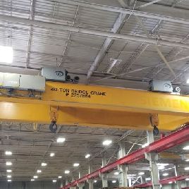 40/40 tonnes, Kone, Portée de 42’2-1 / 2 ", portance de 33’, suspension, pont / chariots VFD, rail / piste 260 ’(x2) disponible, 2005, # 2007