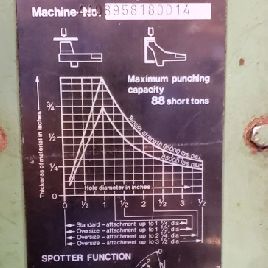 Peddinghaus # 210-SUPER, trabajador mecánico, 88 toneladas, cizalla plana, cizalla de barra, muesca, 1980