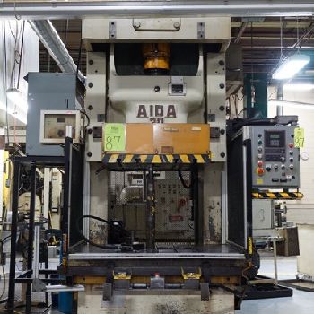 220 Ton,Aida#NC1-200(2), single point gap press,9.8" stroke,A/C &amp; brake,1984,#10401