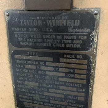 75 KVATaylor-Winfield#ENC-24-75Air Open spot welder, #11148
