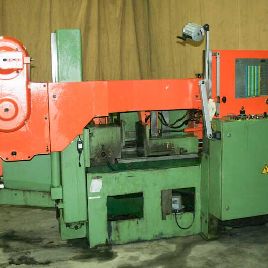 14" x 14Kasto#HBA360AU, 5.5 kW, 1.25 blade,65.6-426 IPM,chip conveyor,(2) 1989,1985