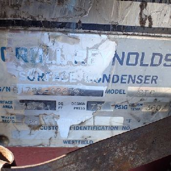 35.4 sq.ft., 75 psi shell,KearneyKarbate heat exchanger, 12â€™ long tubes, 2" shell inlet/outlets, 1985, #2925-1