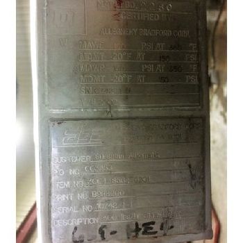 93 sq.ft., 150 psi,Allegheny Bradfordsanitary heat exchanger, straight thru desing with shell expansion joint, used, #14541