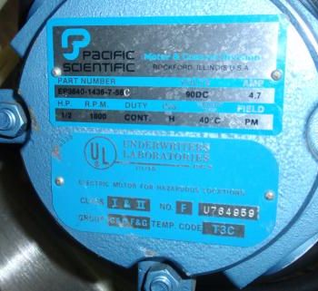 Nicols ZenithMetering Pump, 1" x 1/2 inlet/outlet, 1/2 HP, 90 V. DC motor, 4.7 amps, #34927