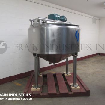 300 gal.Chester Jensen, 316 Stainless Steel single wall kettle, 60" diameter x 45 deep with a cone style bottom, lift up covers