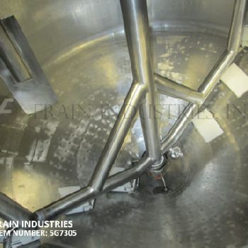 300 gal.Chester Jensen, 316 Stainless Steel single wall kettle, 60" diameter x 45 deep with a cone style bottom, lift up covers