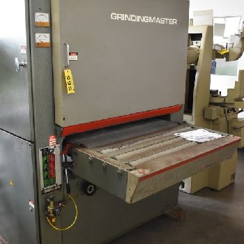 36"Grindingmaster#MSB/B900, 2-head, belt polisher &amp; wire brush heads, VS infeed belt, air tensioning