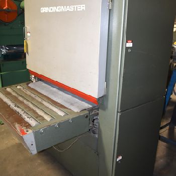 36"Grindingmaster#MSB/B900, 2-head, belt polisher &amp; wire brush heads, VS infeed belt, air tensioning