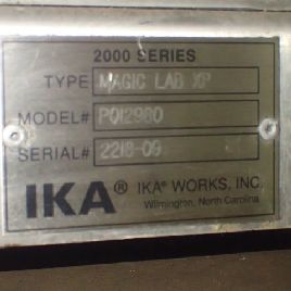 Lab Mixer,IKA#MAGICLAB-XP, Stainless Steel, DR mixing/milling head,4.8 kw,230 volt motor,mech seal w/seal pot, #3157-22