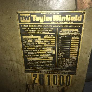 50 KVATaylor-Winfield#ND-18-50, Mach. #87120, Transformer #63440, 460 V., 60 Hz, with ATek TruAmp welding control