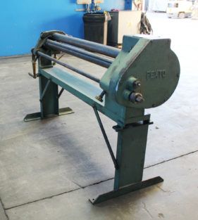 4’ x 16 ga.Pexto#418E, hand slip roll, 3" roll diameter, with stand, #5783