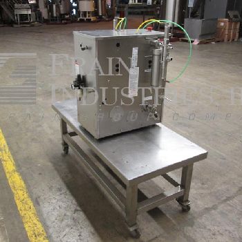 Filamatic#DAB-A-32-2, semi-automatic, 2 head table top Stainless Steel piston filler, 1-24 cycles per minute