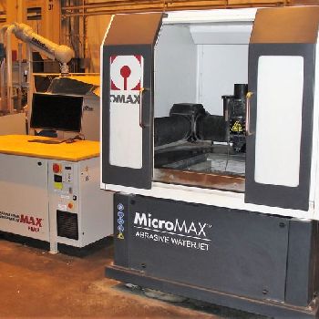 Omax#MICROMAXabrasive waterjet, 25" x 25,60k psi,repeatability +/- 2.5 Microns,â€™15,#30183