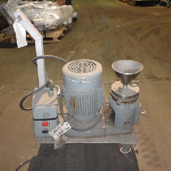 Premier#KSIF, type 4UB7, colloid mill, 4" diameter rotor, rated up to 50 GPH w/feed hopper, on base w/7.5 HP, #24471