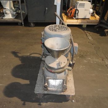 Premier#KSIF, type 4UB7, colloid mill, 4" diameter rotor, rated up to 50 GPH w/feed hopper, on base w/7.5 HP, #24471
