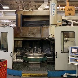 Olympia#V60, 66" chuck, 70 swing, 62 under rail, 450 RPM, Fanuc 18i-T, 2001, S39439
