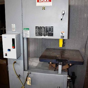 19"DakeParma #TRADEMASTER, vertical band saw,150 x 1 blade,24 x24 2-way tilt table,2013
