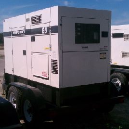 75 KW Multiquip # MQ85, cerrado, montado en trlr, grupo electrógeno diesel, motor J Deere, elec gov