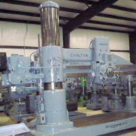 8’-19"Carlton#4A, radial drill,25 HP,box table,power clamp/elevation/rapid traverse,1940
