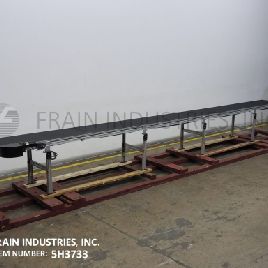 24 "de ancho x 26.3 'de largo, Dorner # 3200, cinta transportadora de marco de aluminio, correa de goma, unidad de 1 HP, rango de alimentación / descarga de 25 -36