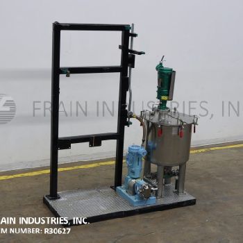 40 gal.Waukesha#15, Stainless Steel mixing tank &amp; pump system, 24" diameter x 24 deep mixing tank, flip up cover