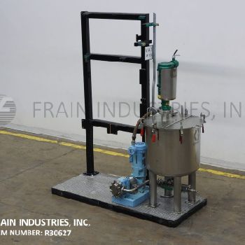 40 gal.Waukesha#15, Stainless Steel mixing tank &amp; pump system, 24" diameter x 24 deep mixing tank, flip up cover