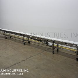 14" wide x 36.9’ long,Kamflex, Stainless Steel conveyor belt, neoprene belt powered by a center driven 1/2 HP motor