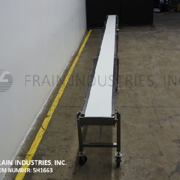14" wide x 36.9’ long,Kamflex, Stainless Steel conveyor belt, neoprene belt powered by a center driven 1/2 HP motor