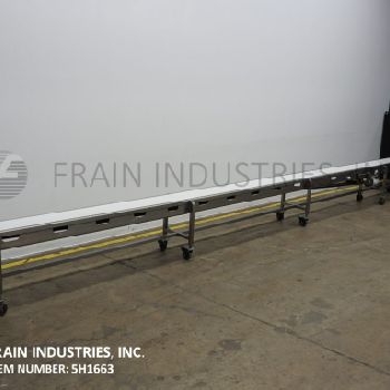 14" wide x 36.9’ long,Kamflex, Stainless Steel conveyor belt, neoprene belt powered by a center driven 1/2 HP motor